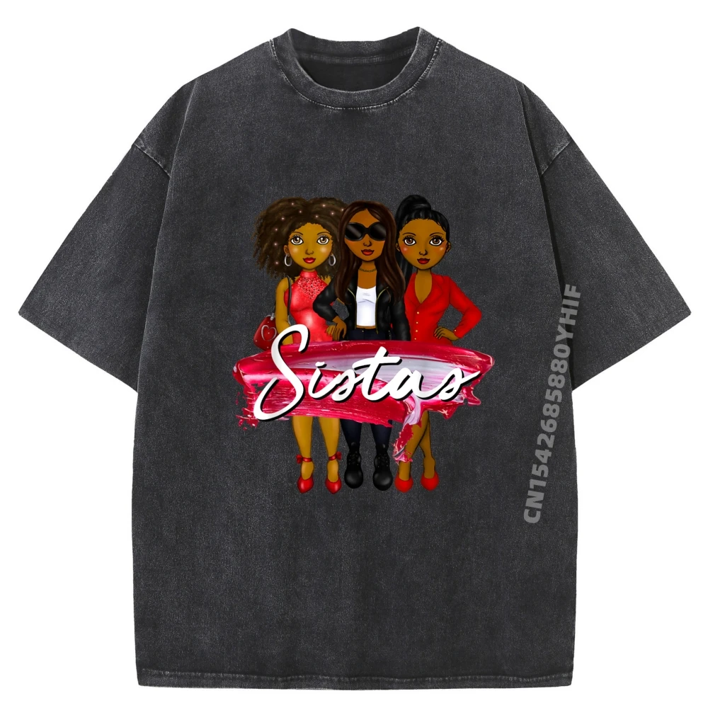 

Sistas Sisterhood Friends Красные и черные топы и футболки Идея подарка Роскошный дизайн Мужская модная стираная футболка Мужские последние футболки