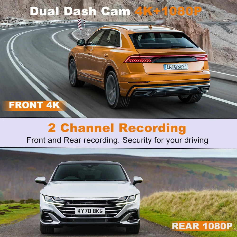 BEPOCAM 4K داش كام السيارات داشكام المدمج في واي فاي GPS 3.19 ''IPS شاشة كاميرا سيارة للرؤية الليلية DVR مسجل فيديو 24H وضع وقوف السيارات