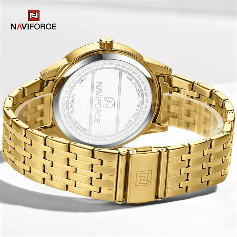 NAVIFORCE Brand Men Luxury Quartz Watch Waterproof Couple Wristwatch Stainless Steel Luminous Clock Reloj Hombre Gift For Lover