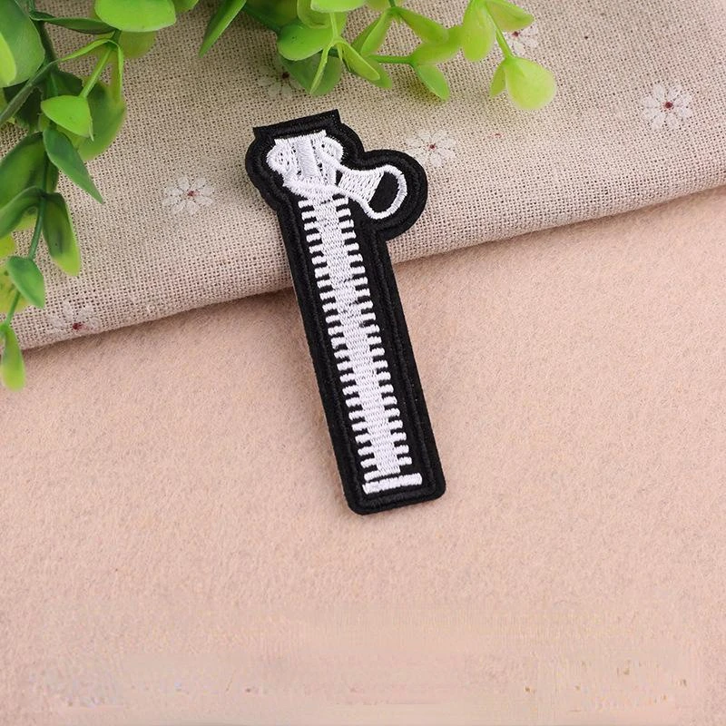 3/6 Pcs Zipper Embroidered Patch Iron on Sewing Applique Cute Patch Fabric Clothes Shoes Bag DIY Decoration