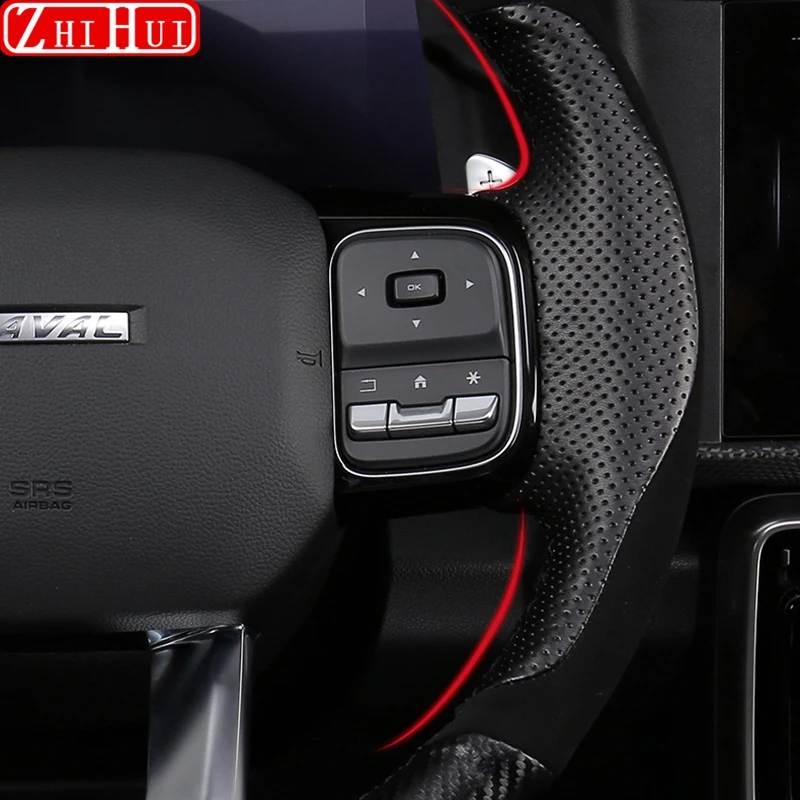 For Haval Dargo I 2022-2024 1st Gen Car Styling Hand-sewn Non-Slip Leather Steering Wheel Cover Interior Auto Accessories