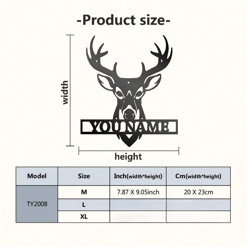 Персонализированное Имя Искусство. Изготовленный на заказ декор в виде железного металлического лося. для гостиной и кафе. Настенное украшение в помещении и на открытом воздухе.