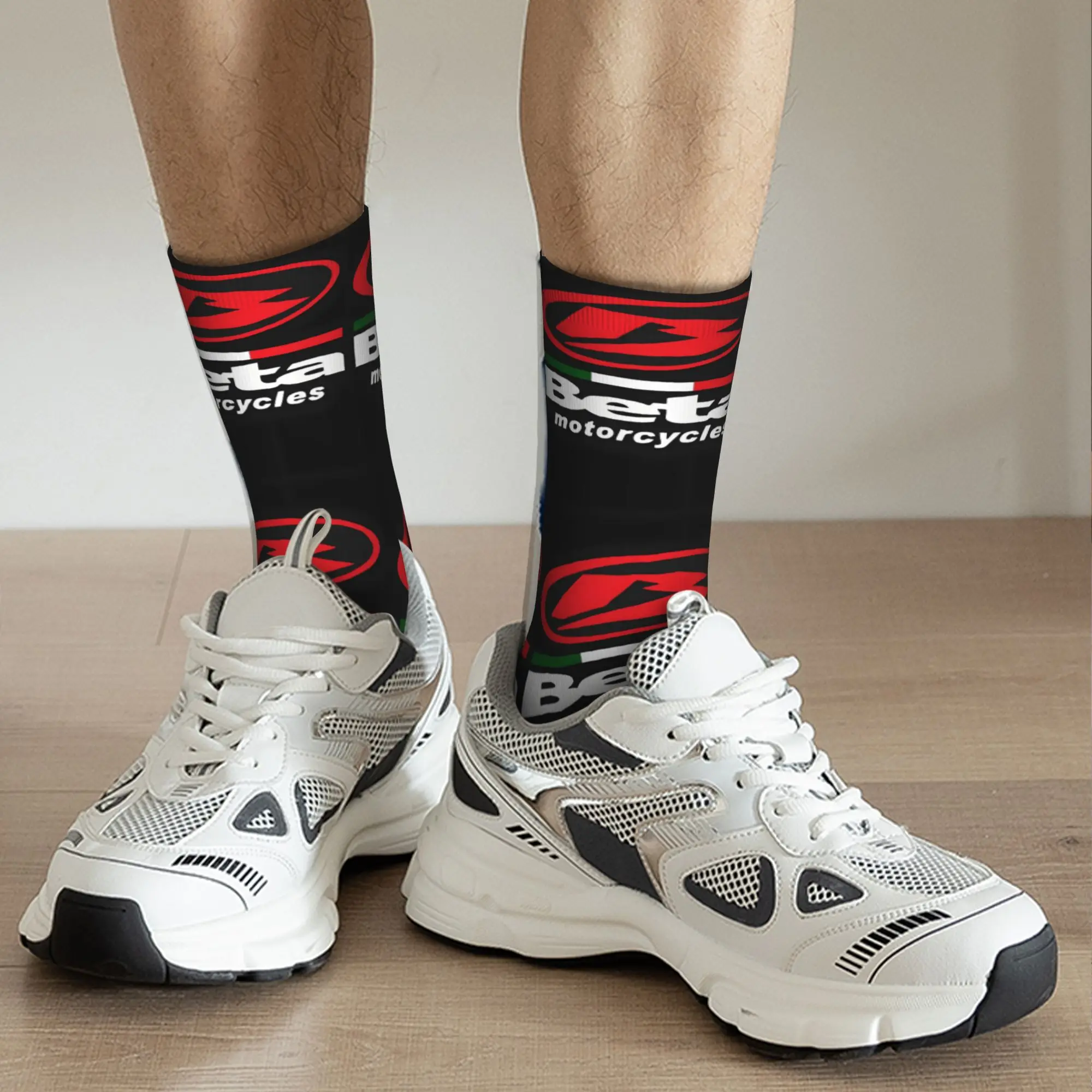 Custom B-Betas Motorcycle Dress Socks Men's Women's Warm Funny Novelty Racing Logo Crew Socks