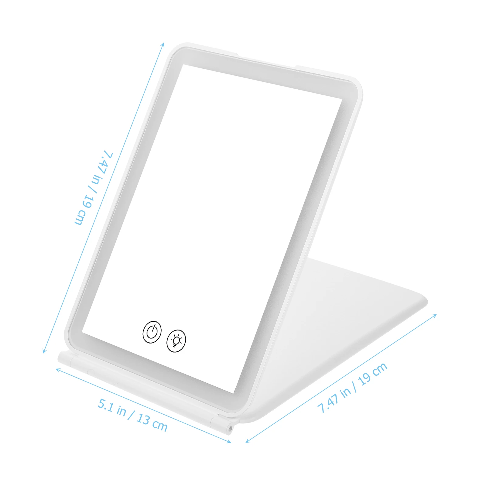 Schminkspiegel, klappbarer Kosmetikspiegel, tragbar, faltbar, weiß, wiederaufladbar, mit Lichtern