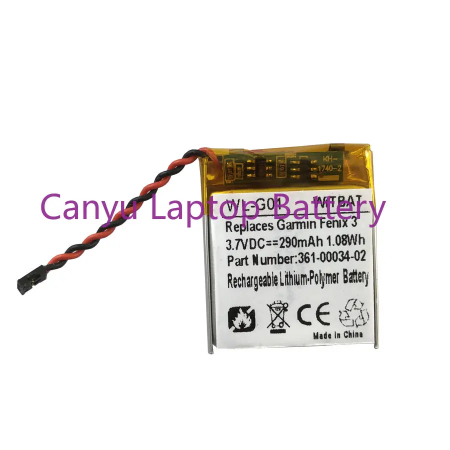 290mAh Battery 361-00034-02 for Garmin Fenix 3, Fenix 3 HR, CS-GMF300SH