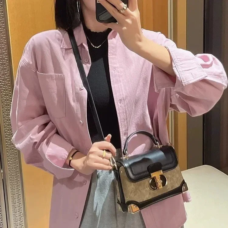

2025 Spring New! Women's Retro Color Contrast Box Bag | Handheld/Shoulder 2-in-1 Design | Premium Fabric + Elegant Trendy Style