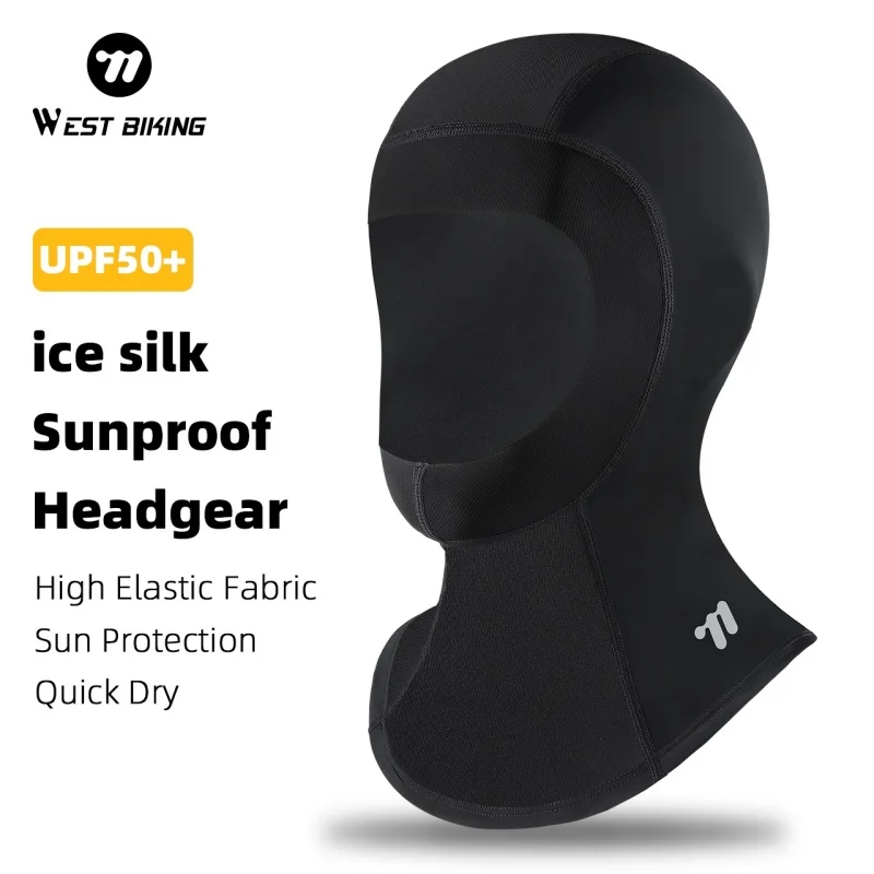 

WEST BIKING Ice Silk Full Face Mask Bicycle Headgear Breathable UPF50+ Anti-UV Motorcycle Helmet Liner Cycling Equipment