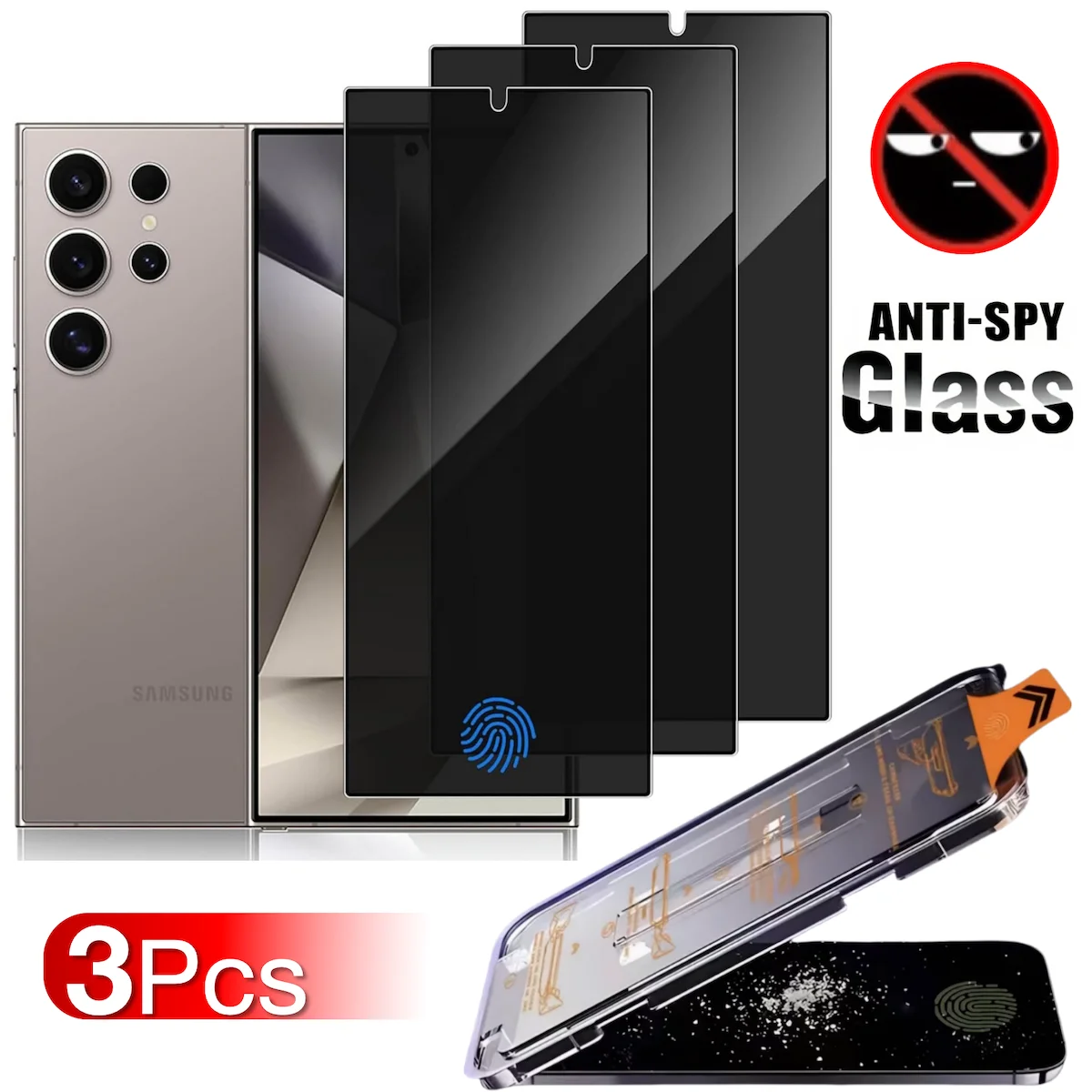 3Pcs Für Samsung Galaxy S25 Rand S24 Ultra S23 S22 S21 Plus A55 A35 A15 A16 5G Screen Protector gehärtetem Glas Anti-Peeping