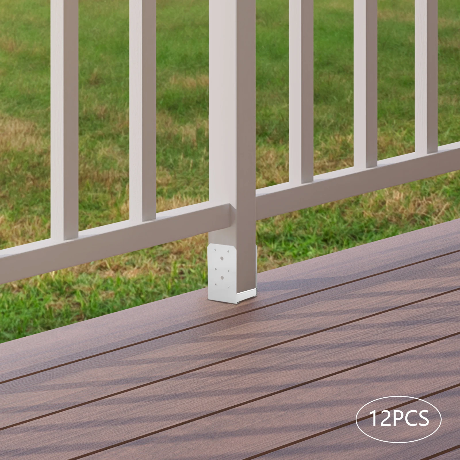 12PCS Adjustable Stainless Steel Post Base U-Shaped Deck Support for Pergola Gazebo Fence Railing