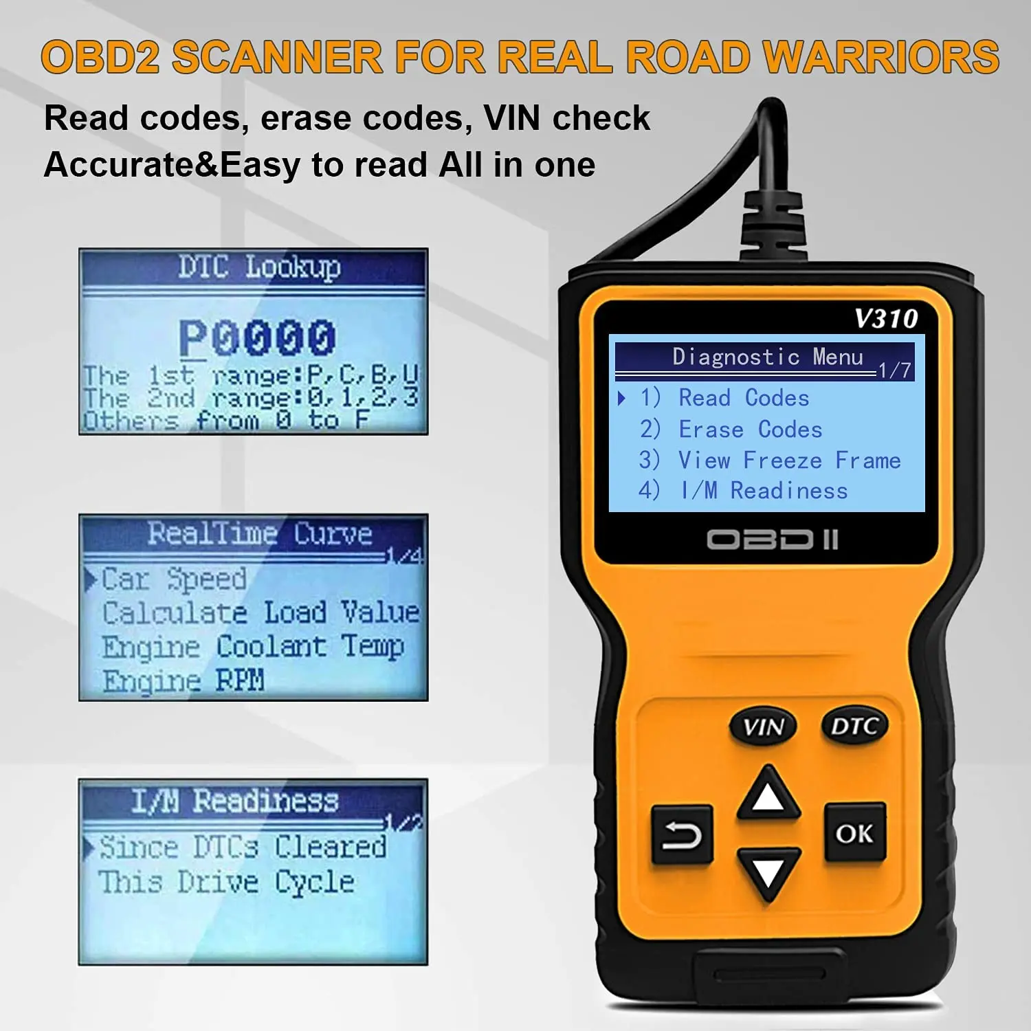 

V310 OBD2 Scanner Code Reader ELM327 Automotive Fault Code Reader/Tester Supports Multiple Languages