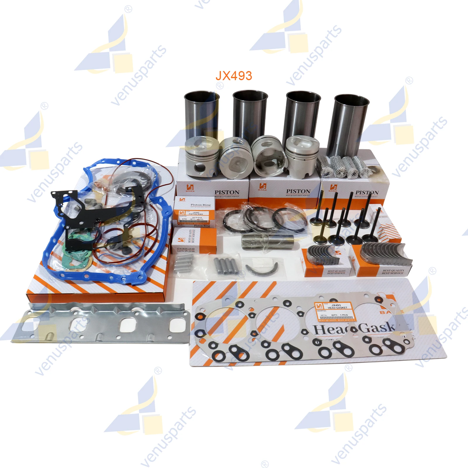 

JX49 Overhaul Rebuild Kit For ISUZU Piston Rings Cylinder Liner Full Gasket Set Main Bearing Engine Part 93x2+2+4mm