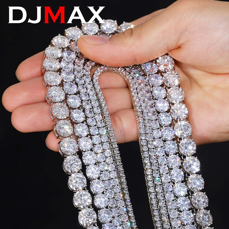 DJMAX 3-6.5mm Full Moissanite Tennis Bracelet For women Original 925 Sterling Silver Man's Moissanite Tennis Chain  New 2023