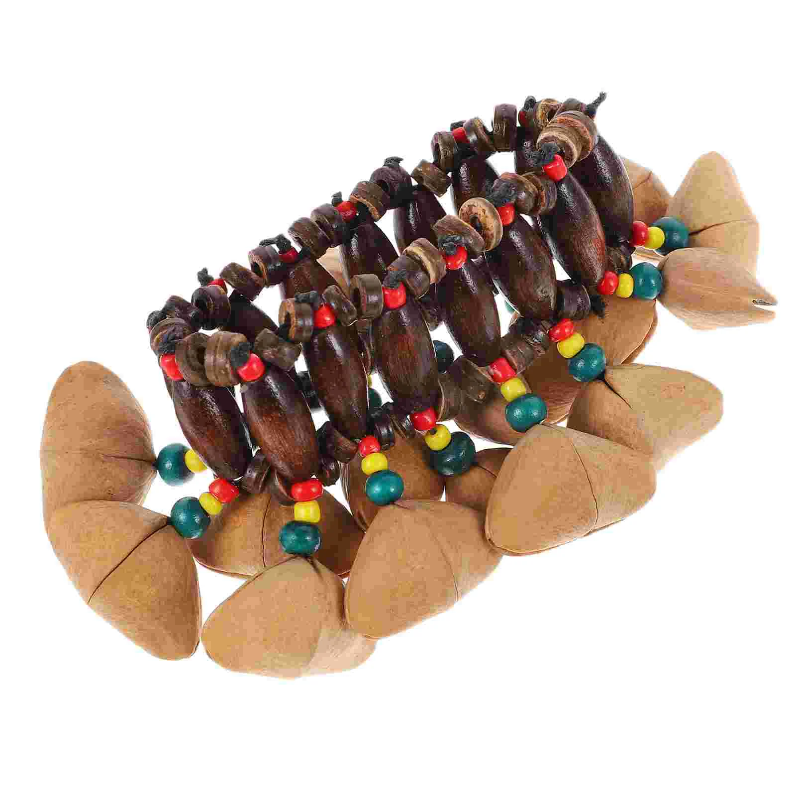 Nutshell Tambourine Toys Bangles Bracelet Musical Instrument Dance Wrist Bell Wooden Child Miss African Tribal Style