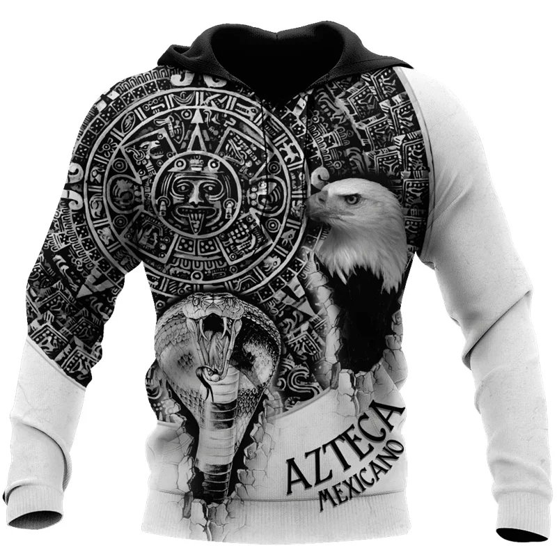 Mexico Aztec Emblem Graphic Hoodie For Men Clothes 3D Print Mexican Azteca Sweatshirt Pullover Mexicano Hoody Male Sports Jersey