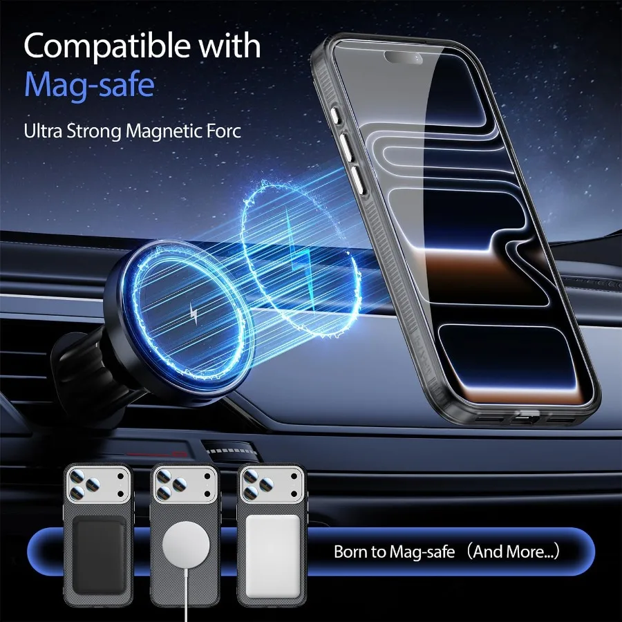 حافظة 3 في 1 لهاتف iPhone 17 مع واقيات شاشة الخصوصية وواقي عدسة الكاميرا الفردية [متوافق مع MagSafe] Hybird Magnet