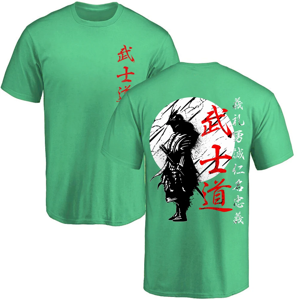 Japanese samurai shirt. Japanese style Japanese men\'s spirit printed T-shirt loose and comfortable Harajuku sports top