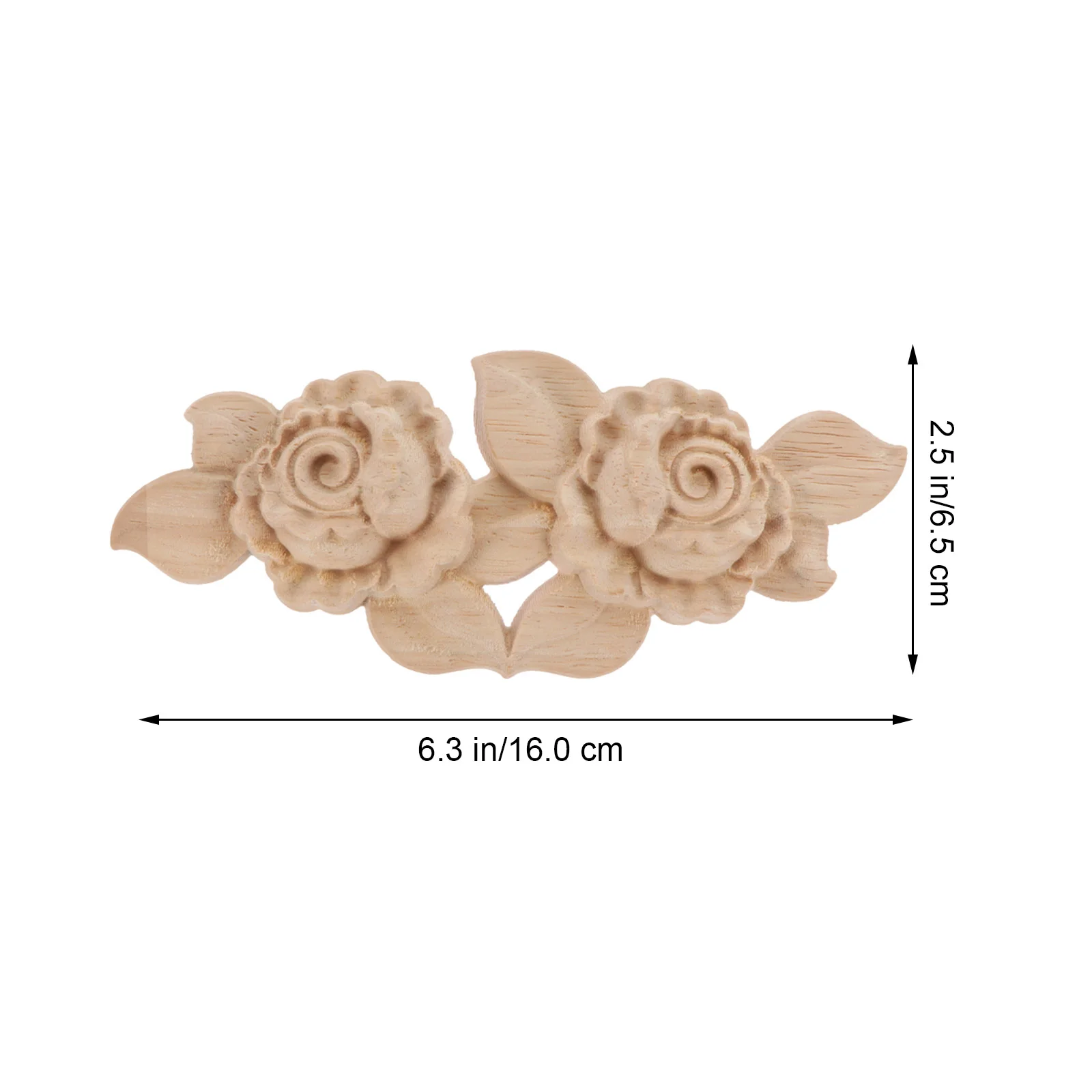 단단한 나무 장미 꽃잎 거울 장식, 나무 온레이 아플리케, 조각 데칼, 가구 조각, 미니 아플리케, 2 개