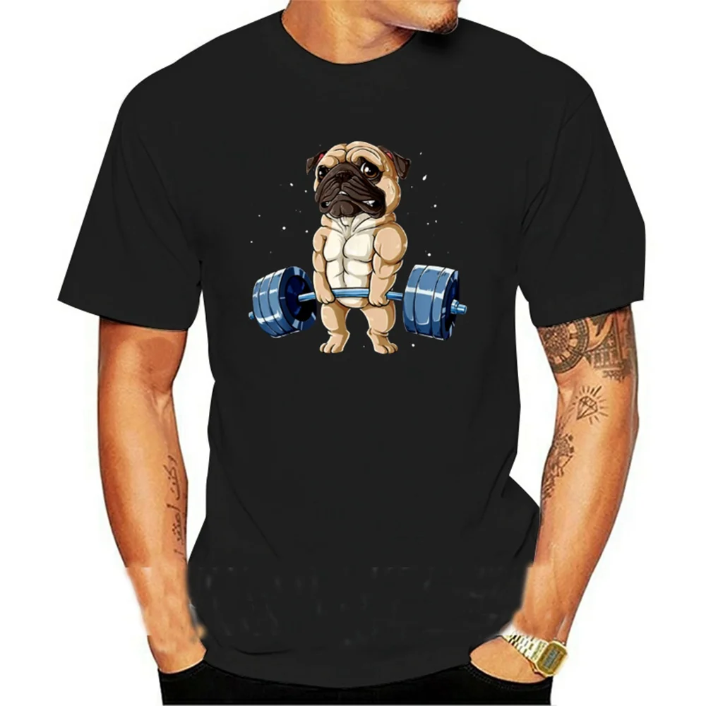 

Pug Weightlifting Funny Deadlift Men T-Shirt Fitness Gym Workout Tees Loose Casual T Shirt Graphics Printed Oversized Tshirts