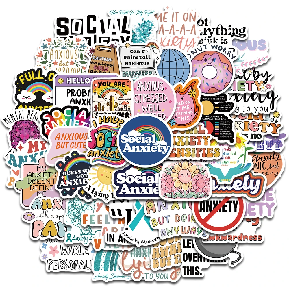 50PCS Anxiety Sensory Stickers Harajuku Inspirational Notebook Graffiti Phone Laptop Luggage DIY Graffiti Waterproof Sticker