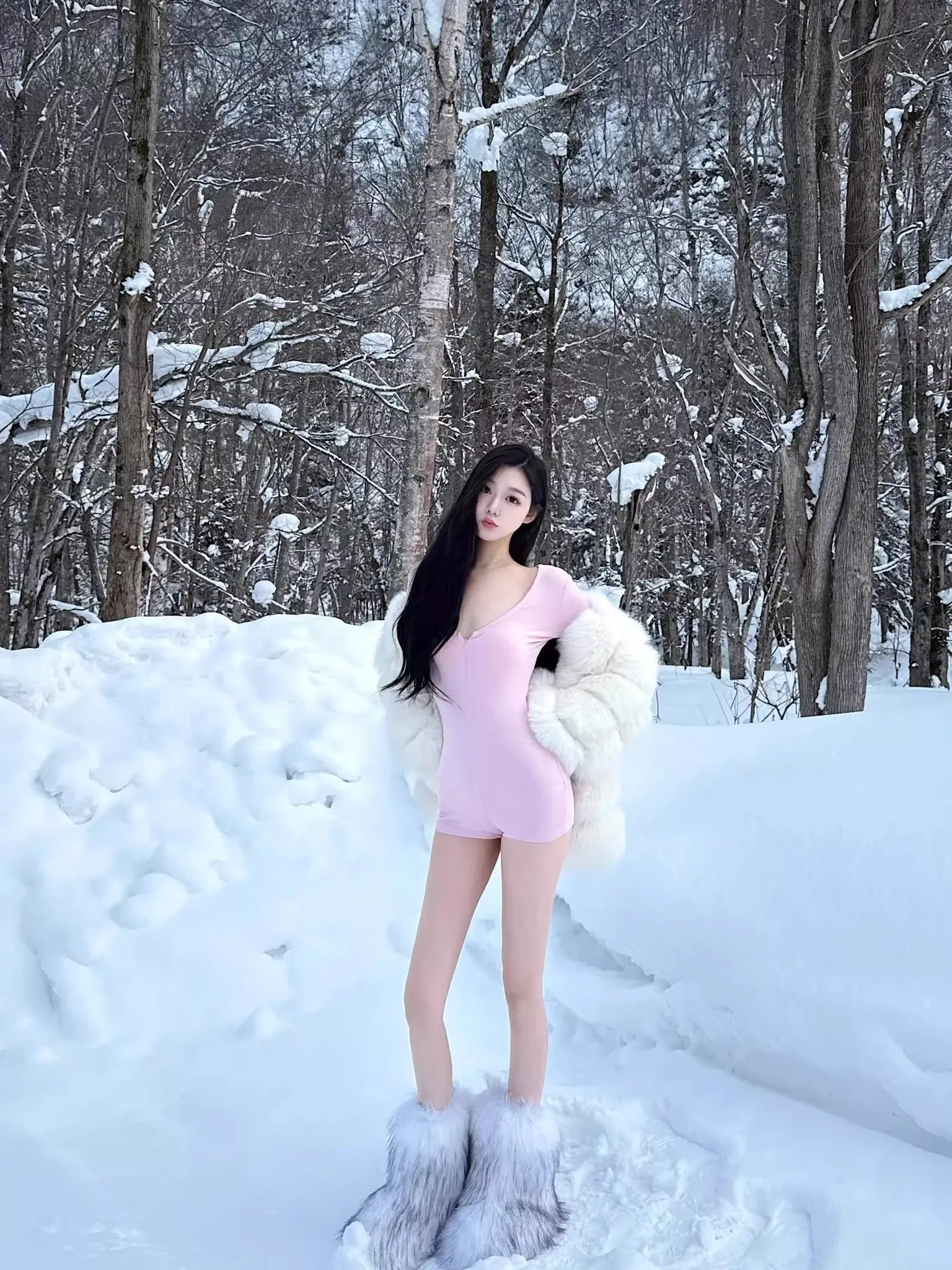 

7iAe Pink Long Sve Jumpsuit Slim Fit High Waist Suit Faionable Autumn Winter Women's Clothing Outdoor Travel