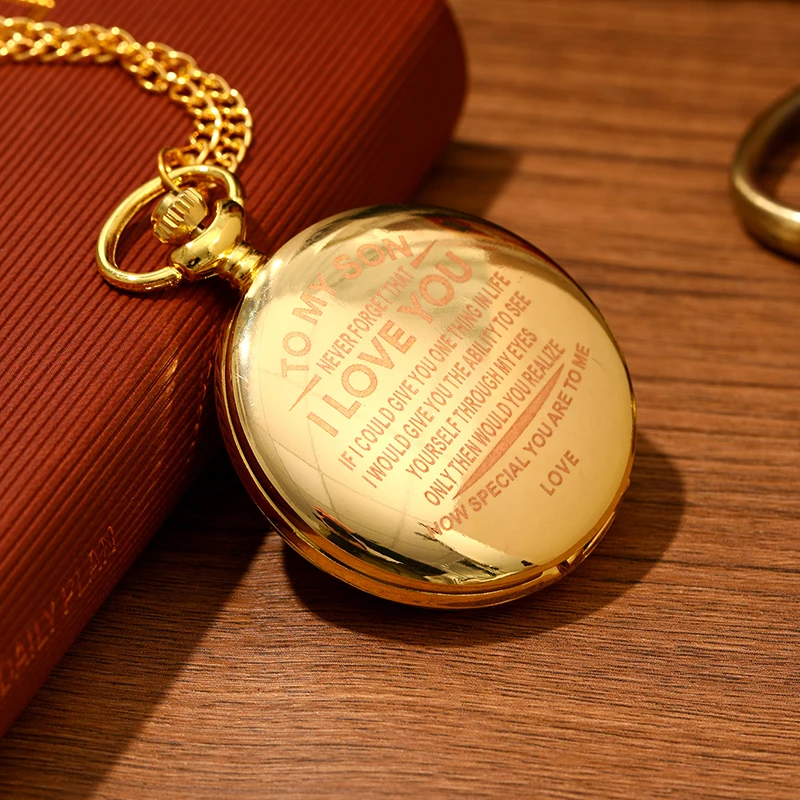 นาฬิกาควอทซ์สีทองหรูหราสำหรับผู้ชายวินเทจเรียกกระชับสร้อยคอ Jam rantai ของขวัญ