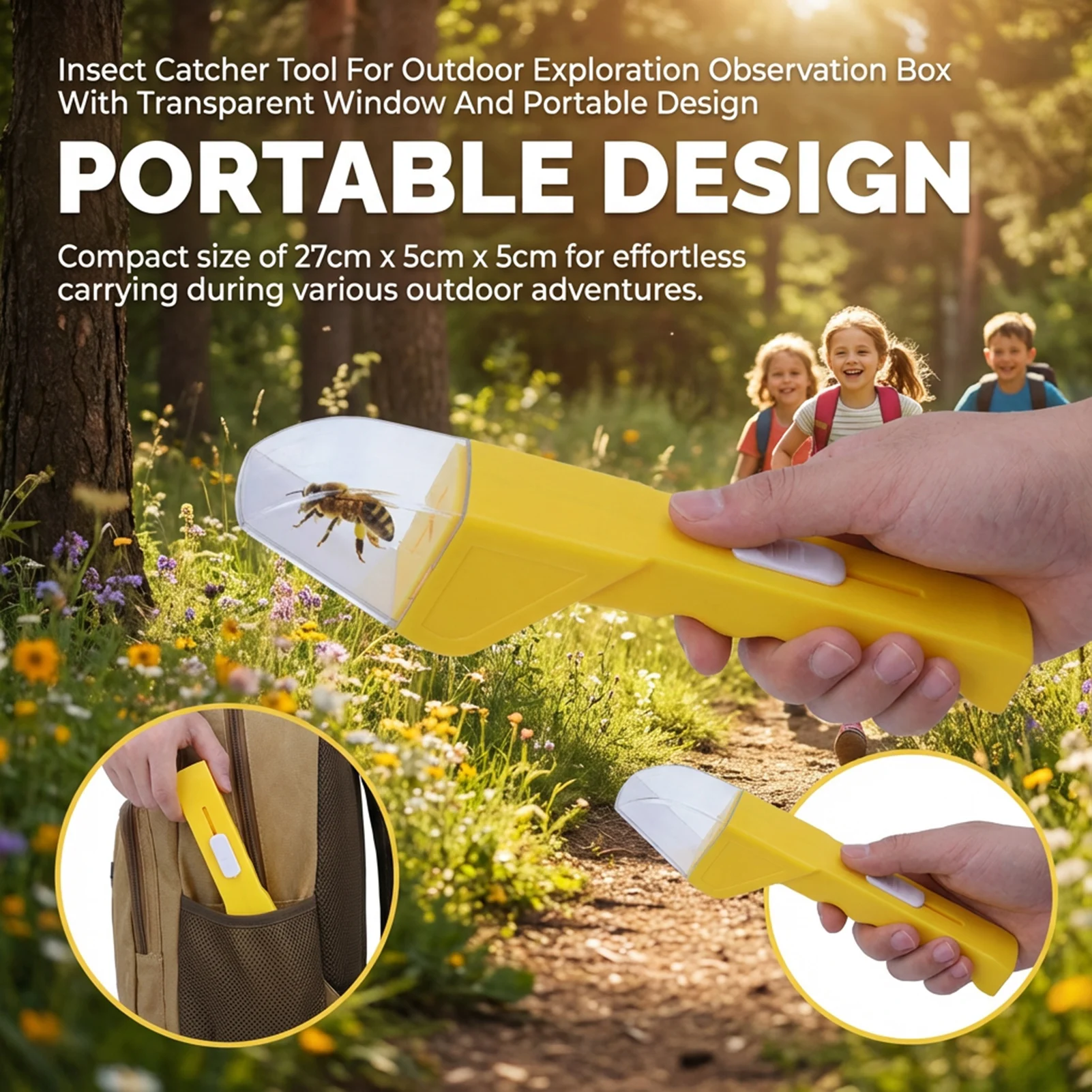 Insect Catcher Tool 27cm Portable Handheld Design Transparent Observation Window for Outdoor Exploration and Nature Study