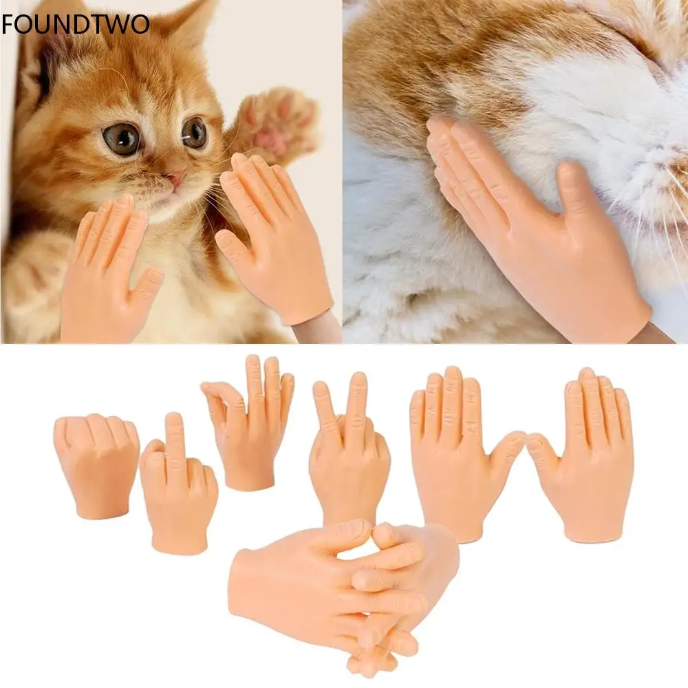 Cat Interactive Funny Gesture Toys Mini Multi-Style Teasing Cat Plastic Finger Human Fake Hand Gloves Pet Toys Supplies