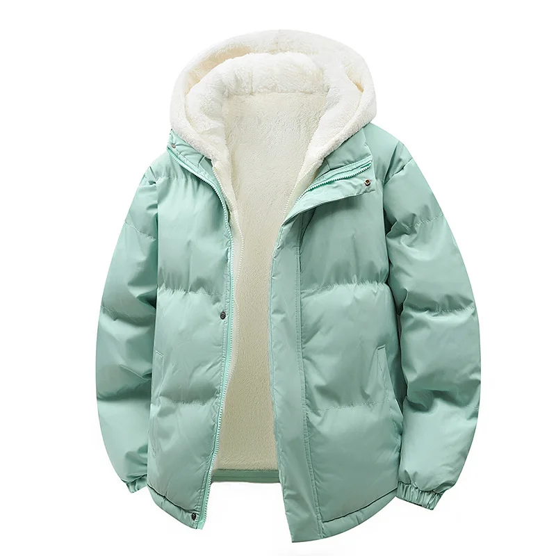 مقنعين الرجال سترة قطن 2025 شتاء دافئ صوف مبطن الخبز نمط معطف زوجين ملابس خارجية غير رسمية ألياف البوليستر