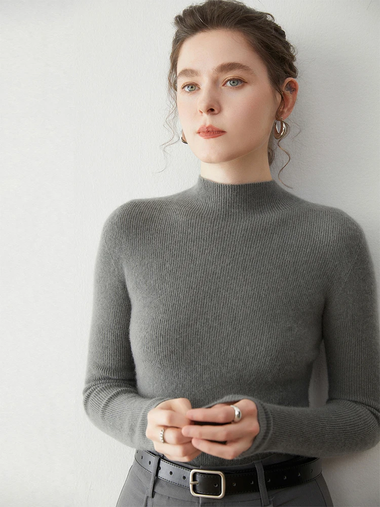 

Базовый женский свитер, пуловер, 100% кашемир, осенне-зимний свитер, теплая тонкая одежда, однотонный вязаный офисный базовый слой, топы