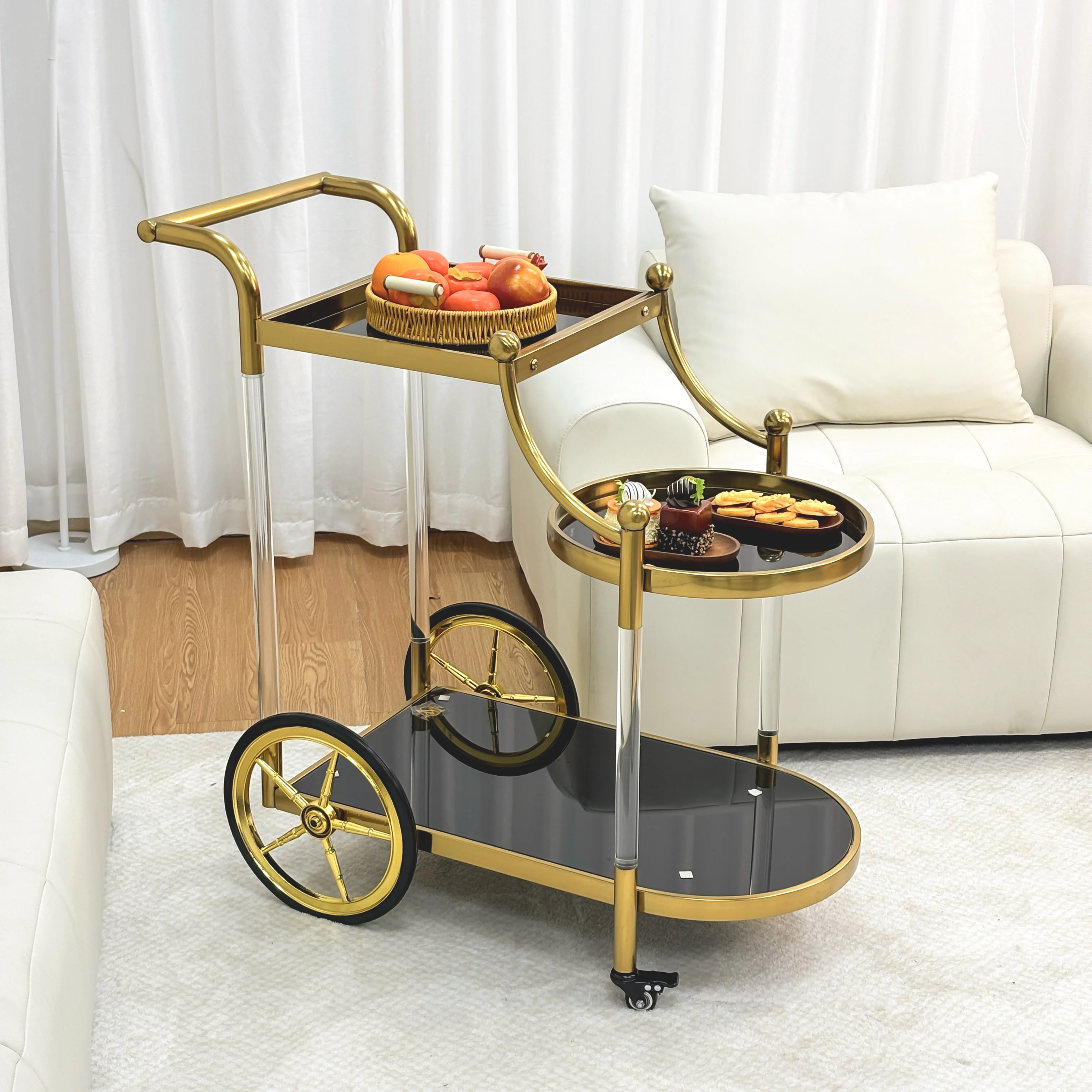 

%t for Metal Glass Tea Wine Food Catering Drinks Serving Trolley Cart for Bar Hotel Restaurant Wedding Party bar Cart Trolley*