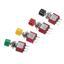 5Pcs 3Pin C-NO-NC 6mm Mini Momentary Automatic return Push Button Switch ON-(ON) 2A 250VAC/5A 120VAC Toggle Switches