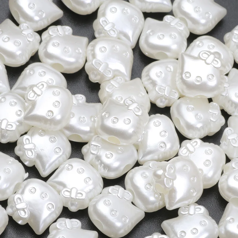 50pcs 11mm Acrylic Imitation Pearl Beads Cartoon Cat Beads For Jewelry Making Bracelet Necklace Needlework Diy