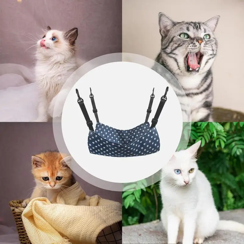 Cat Hanging Hammock Adjustable Breathable Double-Sided Pet Cage Hammock Soft Hanging Bed Resting Sleepy Pad for Small Animals