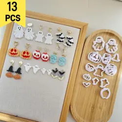 Halloween Series 13 Piece Set/Ghost/Pumpkin/Bat Polymer Clay Cutting Molds for DIY Earrings Jewelry Making