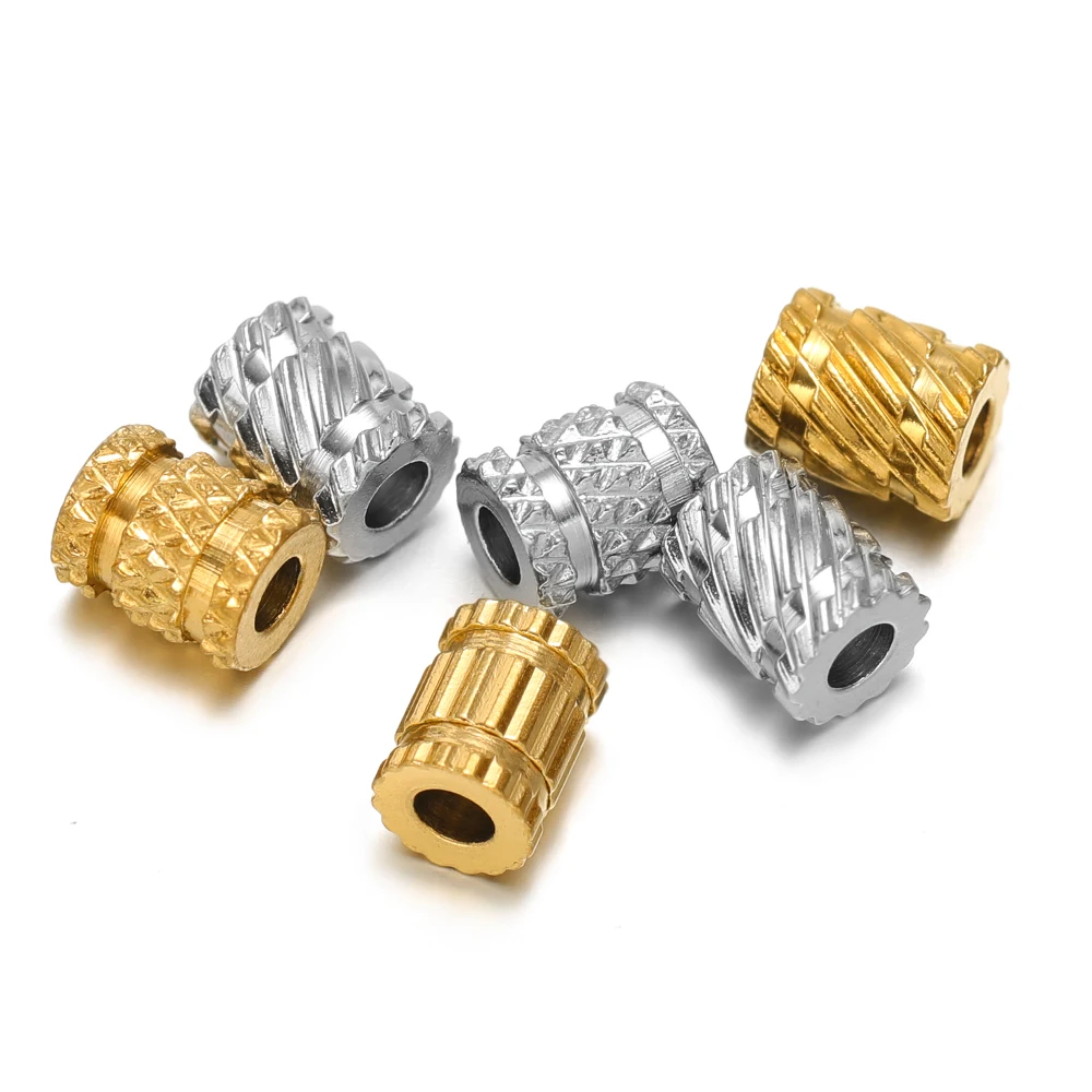20 Stück Edelstahl-Perlen in Goldfarbe mit großem Loch, Spacer-Perlen für DIY-Armbänder, Halsketten und Schmuckherstellung. – Detail 4