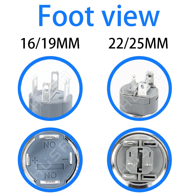 大きな金属製の押しボタンスイッチ,セルフロック,ランプ付き,3v,6v,12v,24v,48v,220v,1no,10a 15a,20a,16, 19, 22, 25mm