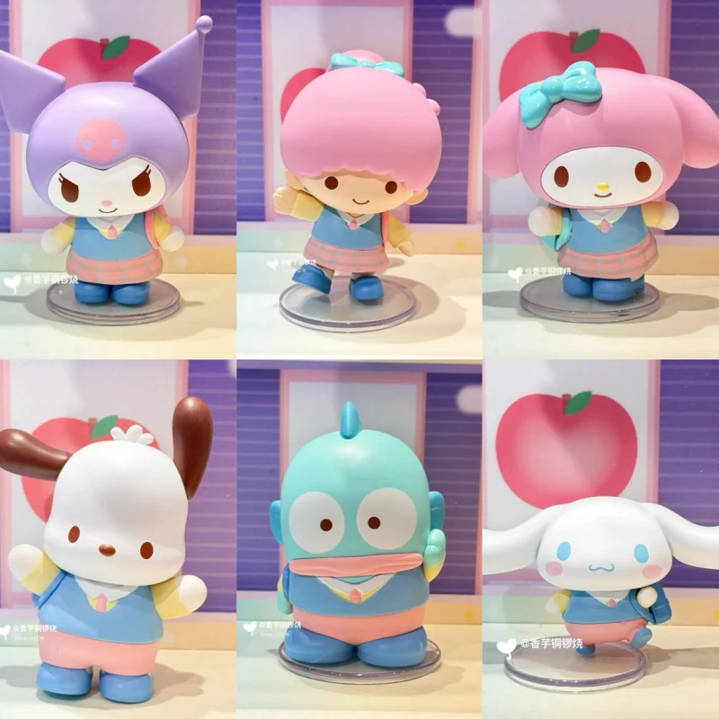 

Genuine Sanrio Family Back To School Series Blind Box Kuromi Melody Figure Desk Decor Mystery Box Surprise Gift Collectible Toy