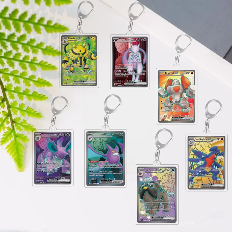 

For Pokmon Qikchu Electivire Mewtwo Regirock Carchomp Homemade Acrylic Cartoon Collection Keychain Backpack Pendant Desktop Gift