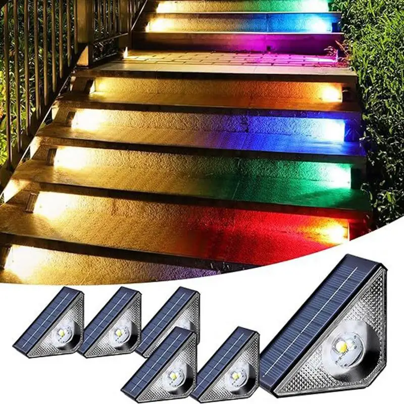 

Solar Step Lights For Outside Stair Solar Lights Warm Lamp Waterproof 10 Color Modes For Front Porch Patio Passageway
