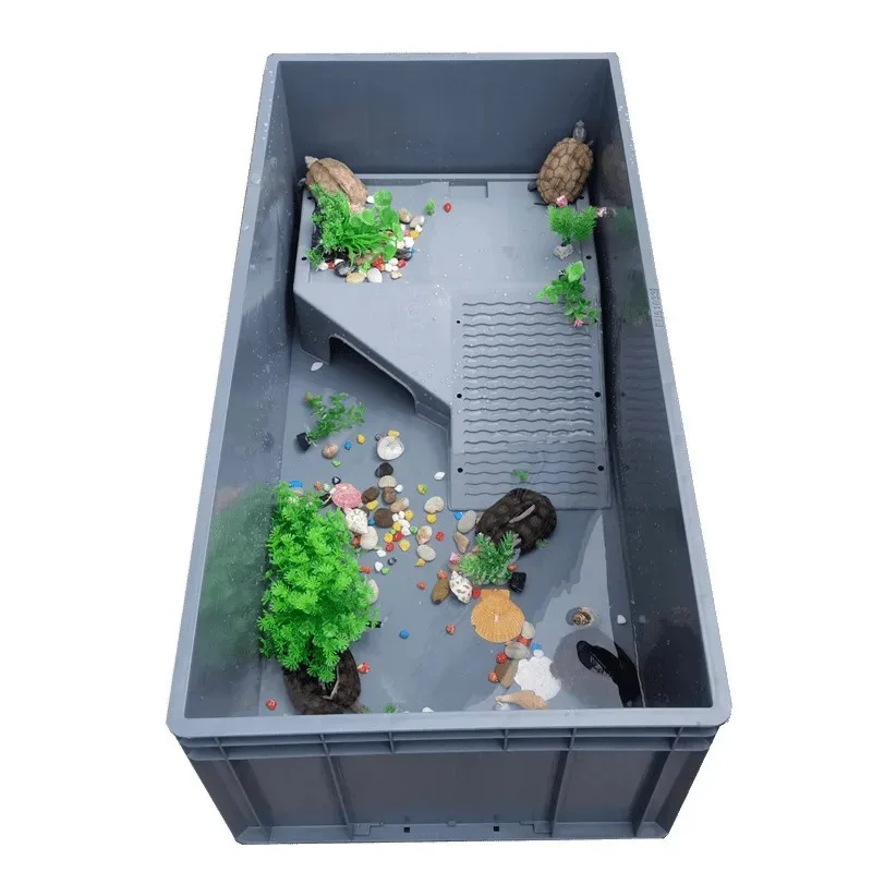 Turtle raising box with drying table and egg laying pool, fish tank turnover box, turtle raising plastic large