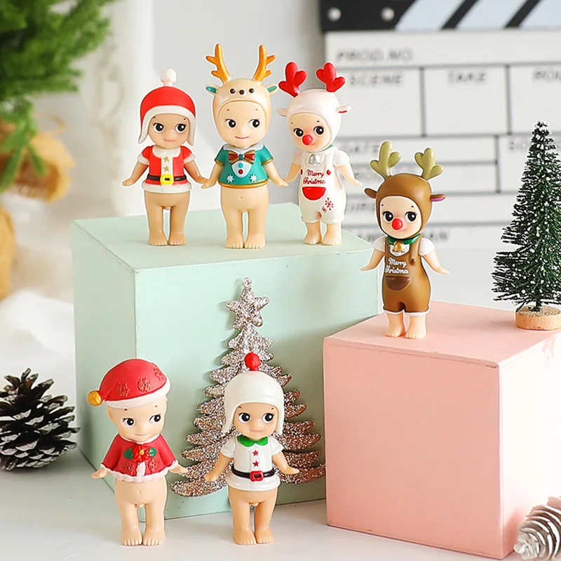 New Christmas Cake Decoration Elk Doll Dress up Doll Handmade Bag Lucky Bag Blind Box Doll Model Ornament Toy Collection Birthda