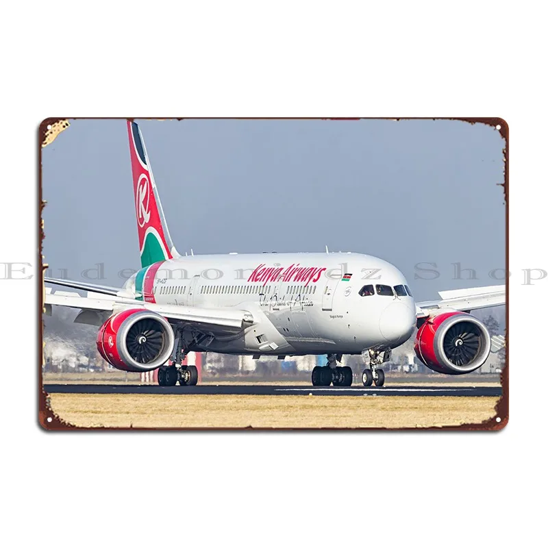 Kenya Airways Plane Metal Plaque Mural Funny Vintage Character Garage Tin Sign Poster