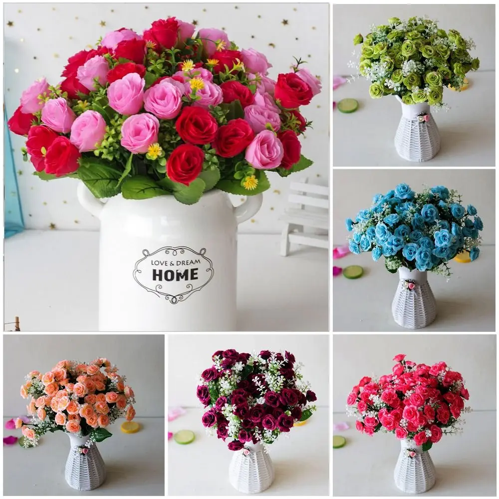 

15 Head Real Happy Flower Mini 6 Colors Valentine's Day Flowers Photography Photo Gift Rose Flowers Decorative Home Decorative