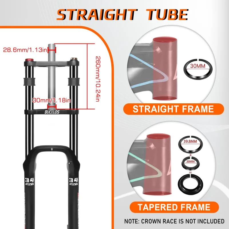 BUCKLOS مزدوجة الكتف دراجة الجبهة شوكة 26*4.0 الكهربائية الدراجة الجبلية تعليق الشوك 180 مللي متر السفر أنبوب الثلوج الشاطئ الشوك #5