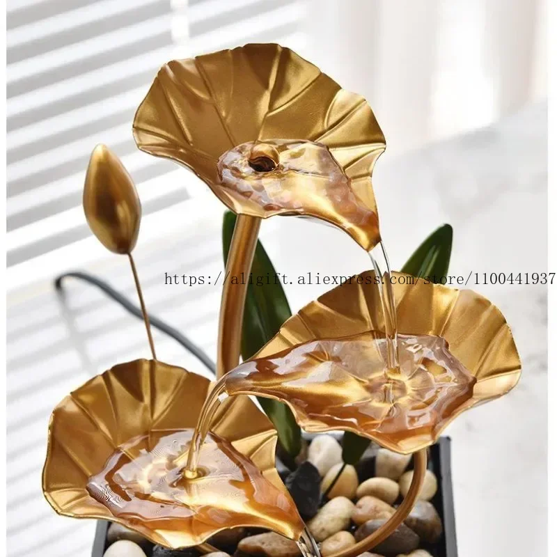 Home Wrought Iron Flowing Water Fountain Office Desktop Flowing Water Ornaments Creative Home Decorations Traditional Fengshui