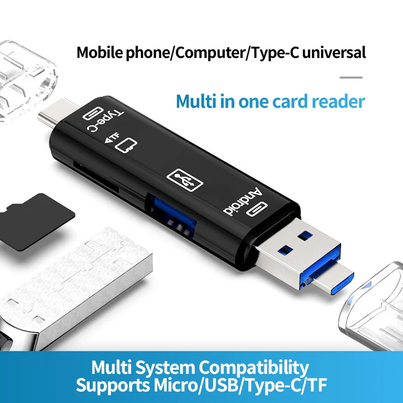 

Устройство для чтения карт памяти Usb Type C/Usb /Micro Usb/Tf/SD, 5 в 1