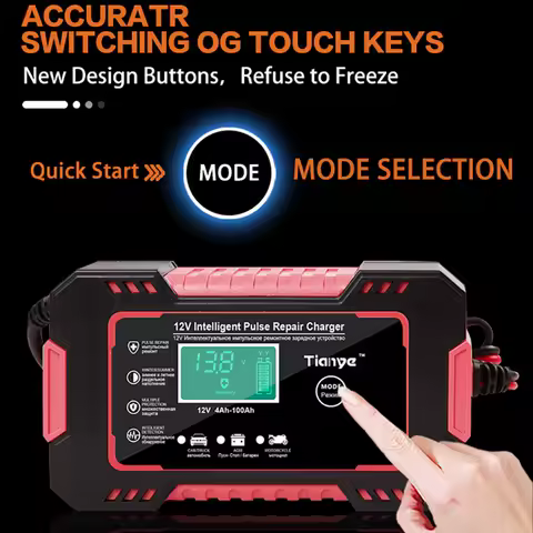 12V 6A Full Automatic Car Battery Charger Display Smart Battery Charger Power Puls Repair Chargers Wet Dry Lead Acid Battery