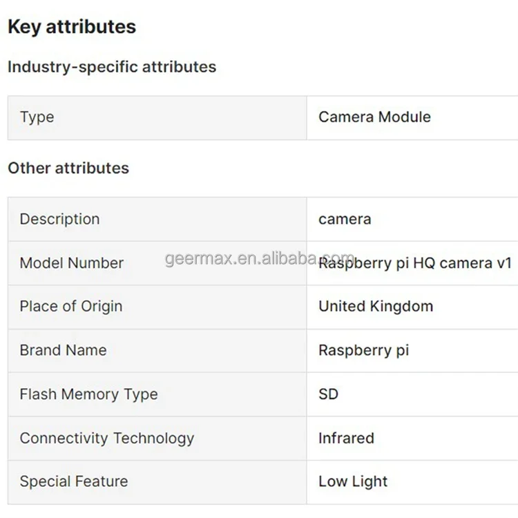 RPi 3B 4B 5 Zero 2 12.3 Megapixels IMX477 Sensor COMP8 High Quality Raspberry Pi HQ Camera Module 12.3MP 7.9mm Diagonal Sensor