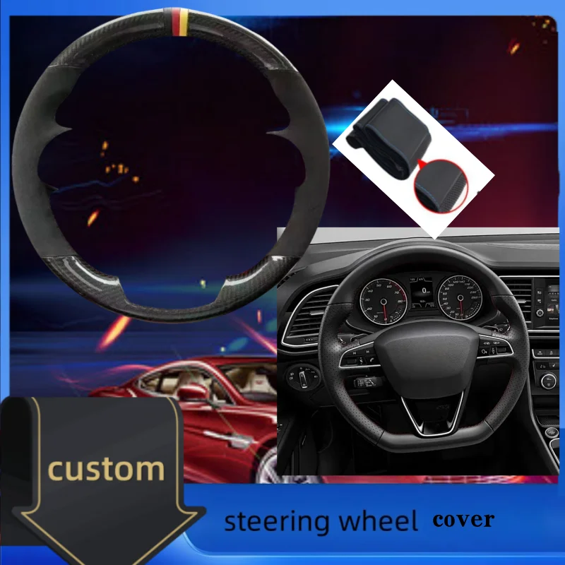 

Чехол на руль автомобиля для Seat Leon Cupra Leon ST Cupra Leon ST Cupra 2013-2019 Ateca Cupra Ateca, прошитая вручную замшевая кожа