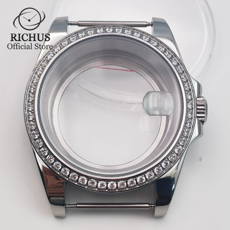 RICHUS 39mm Sapphire Glass NewSilver Watch Case Fit NH35 NH36 NH34 ETA2824 PT5000 Movement